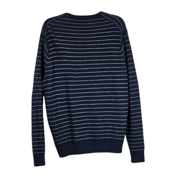 Peter Millar Merino Crewneck Sweater Sz L Navy Breton Striped Nautical Preppy - Picture 2 of 6